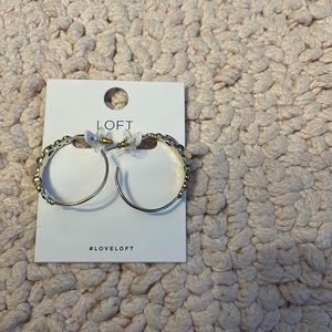 LOFT floral gem hoop earrings